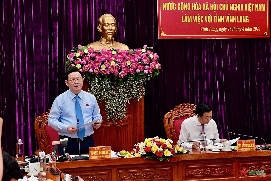 Chủ tịch Quốc hội Vương Đình Huệ làm việc với Tỉnh ủy Vĩnh Long